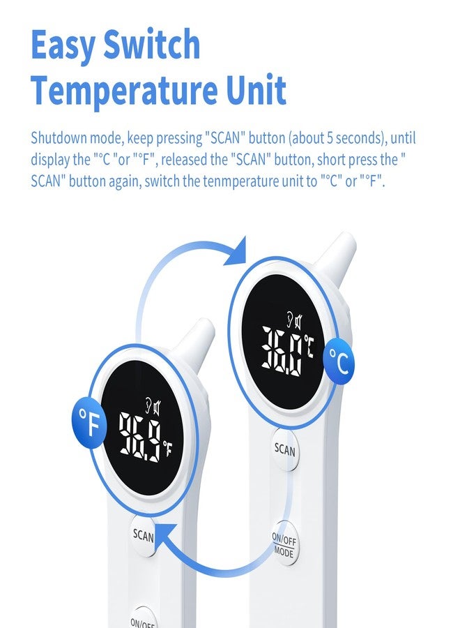 Boncare Ear and Forehead Thermometer, 2X Accuracy Infrared Digital Thermometer for Adults and Kids, 1 Second Reading, No Touch Baby with Fever Alarm - Image 3