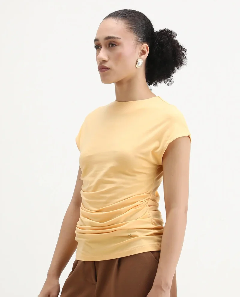 Rareism Women's Basic Draped Jersey Top