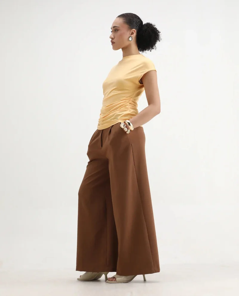 Rareism Women's Basic Draped Jersey Top