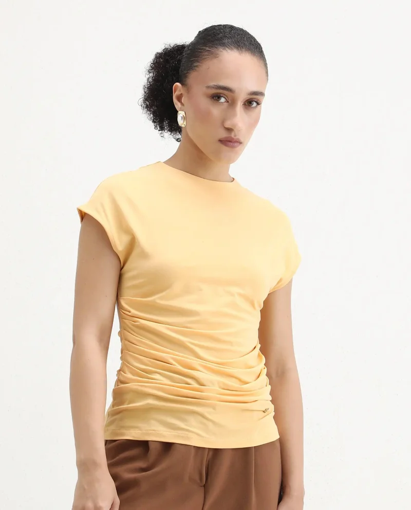 Rareism Women's Basic Draped Jersey Top