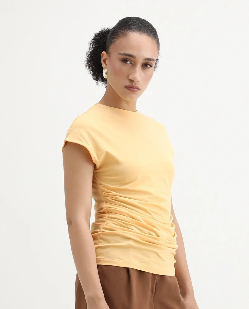 Rareism Women's Basic Draped Jersey Top