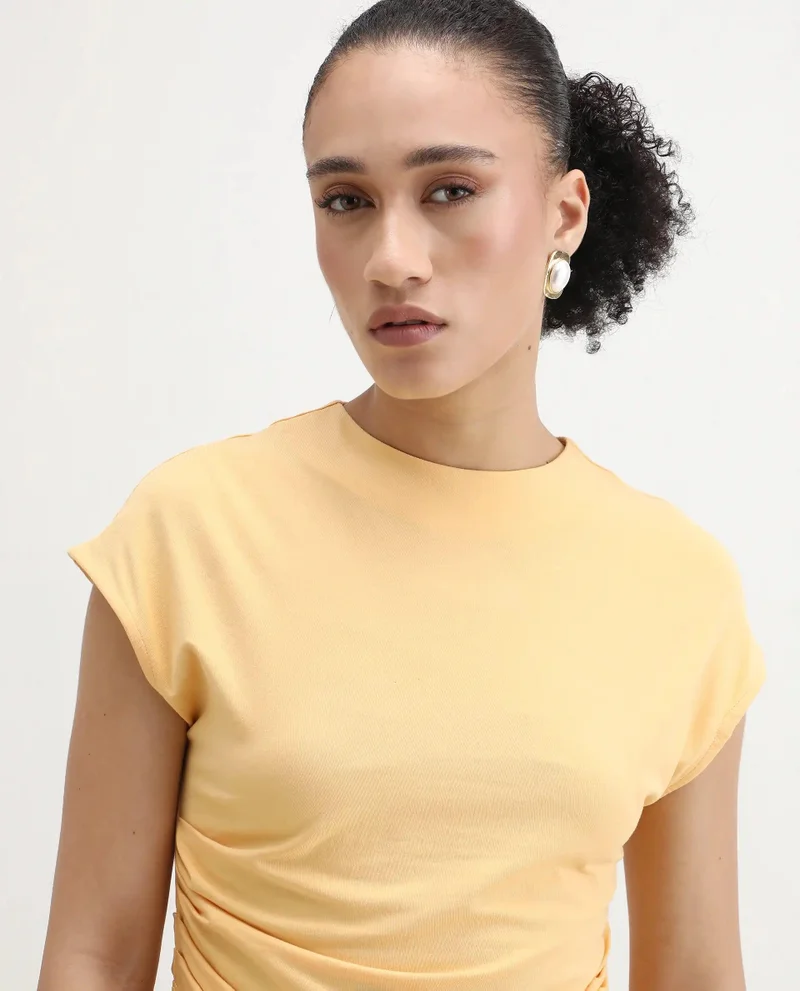 Rareism Women's Basic Draped Jersey Top