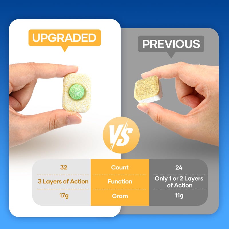 Dishwasher Cleaner Tablets - Dishwasher Cleaner And Deodorizer Tablets Lemon Scented, Heavy Duty Deep Clean Descaler Pods for Septic Safe, Prevents Buildup & Odor, Natural Limescale Remover (32 Pack) - Image 5