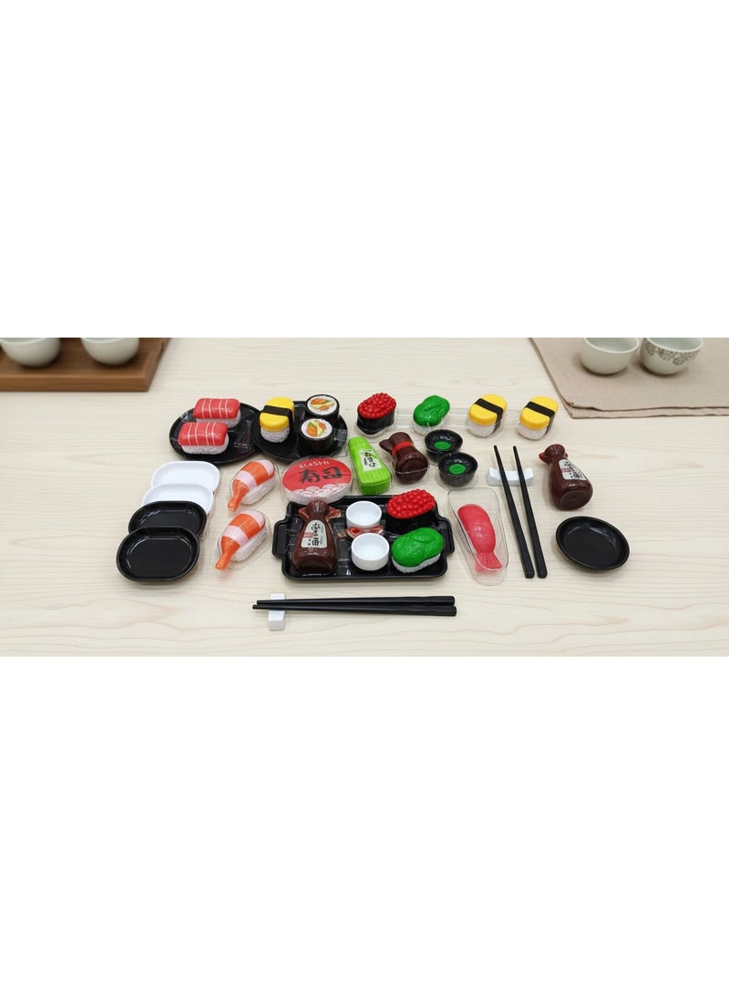 Bingo Yummy Sushi Playset – 31 PCS Pretend Japanese Food Toy Set | Educational Role Play Kitchen Toy for Kids | Chopsticks, Sushi Rolls, Soy Sauce & Wasabi Accessories | Age 3+ - Image 3