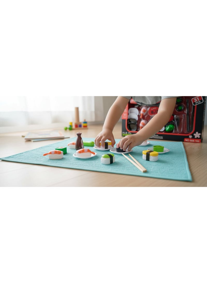 Bingo Yummy Sushi Playset – 31 PCS Pretend Japanese Food Toy Set | Educational Role Play Kitchen Toy for Kids | Chopsticks, Sushi Rolls, Soy Sauce & Wasabi Accessories | Age 3+ - Image 2