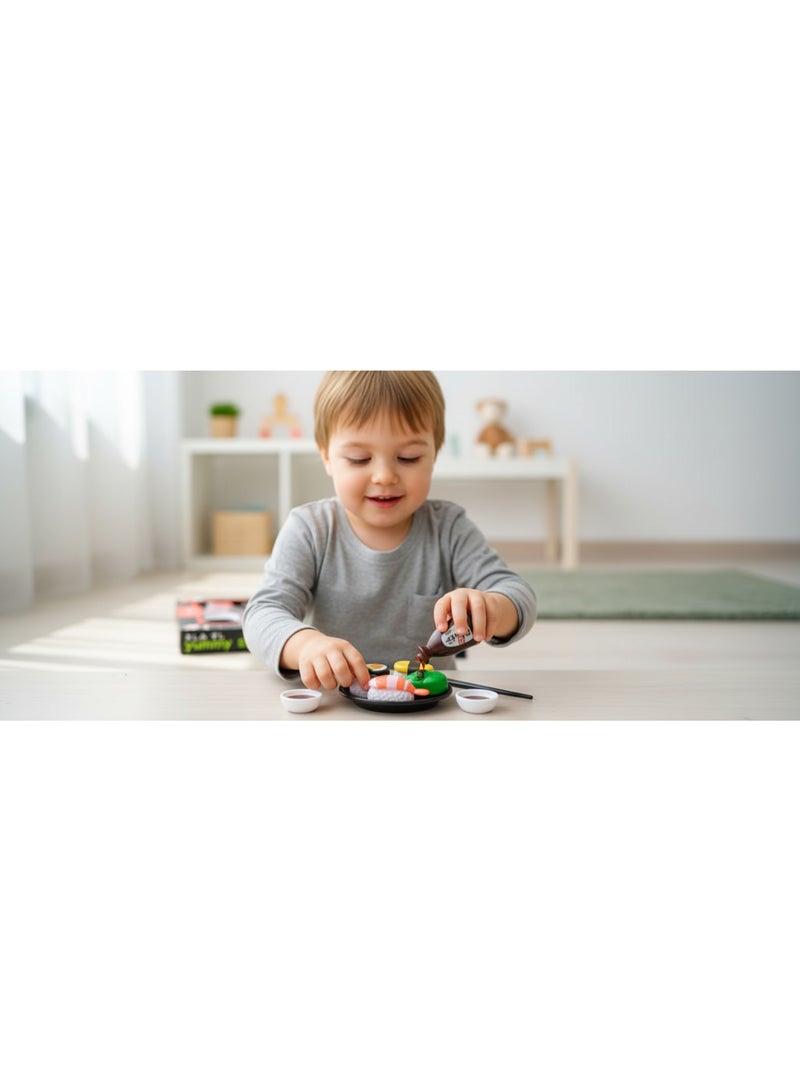 Bingo Yummy Sushi Playset – 31 PCS Pretend Japanese Food Toy Set | Educational Role Play Kitchen Toy for Kids | Chopsticks, Sushi Rolls, Soy Sauce & Wasabi Accessories | Age 3+ - Image 1