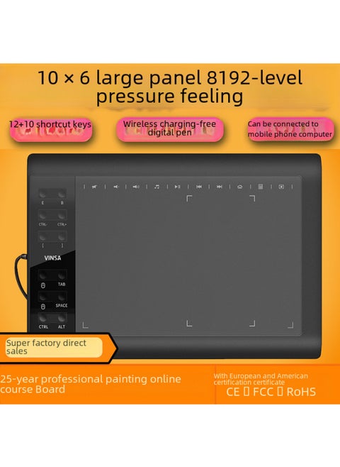 Vinsa Colorful Hand-drawn Board For Mobile Computer Drawing Stylus Pen Digital Tablet Without Power Supply-Color:Package 1-Size:36*24