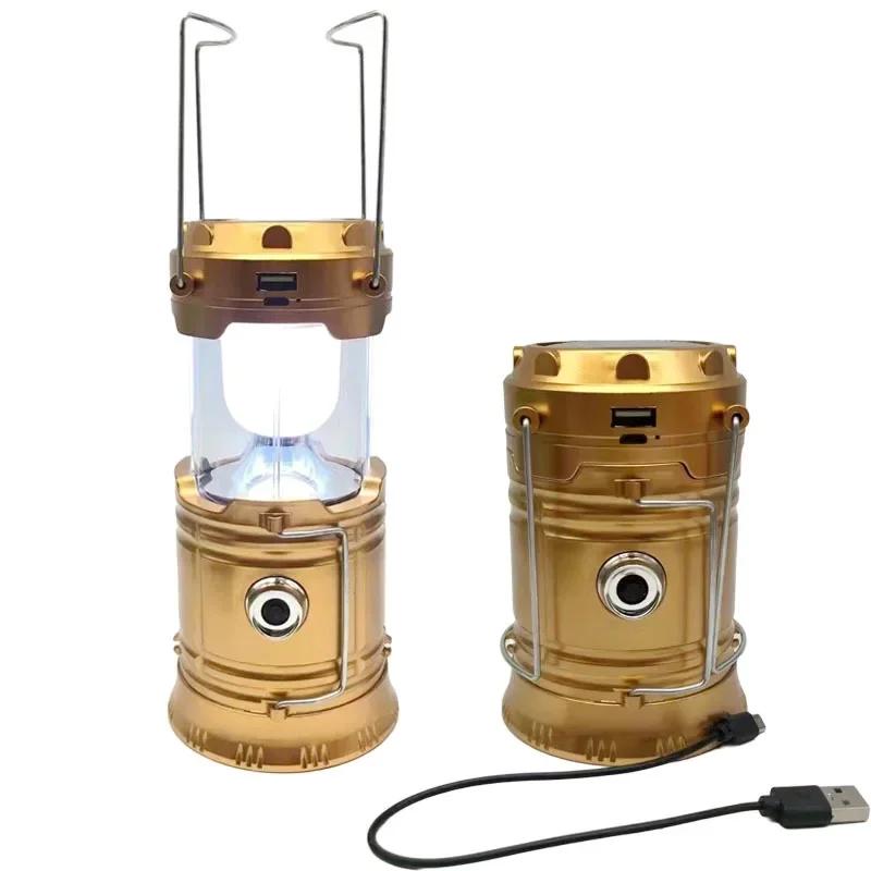 5800 solar retractable lantern outdoor camping lamp type-c charging USB tent lamp portable lamp camping lamp(5800 blue) - Image 4