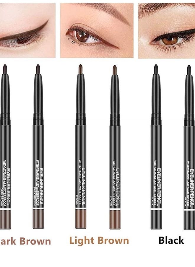 Go Ho - Black,Light Brown,Dark Brown Eyeliner Pencils,6 Pack Gel Eye Liner Makeup Pencil,High Pigment Smooth Eyeliner Stick,Soft Easy to Color Eye Liner Pen - Image 1