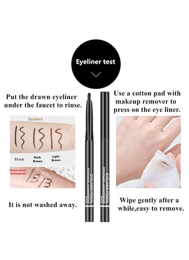Go Ho - Black,Light Brown,Dark Brown Eyeliner Pencils,6 Pack Gel Eye Liner Makeup Pencil,High Pigment Smooth Eyeliner Stick,Soft Easy to Color Eye Liner Pen - Image 1