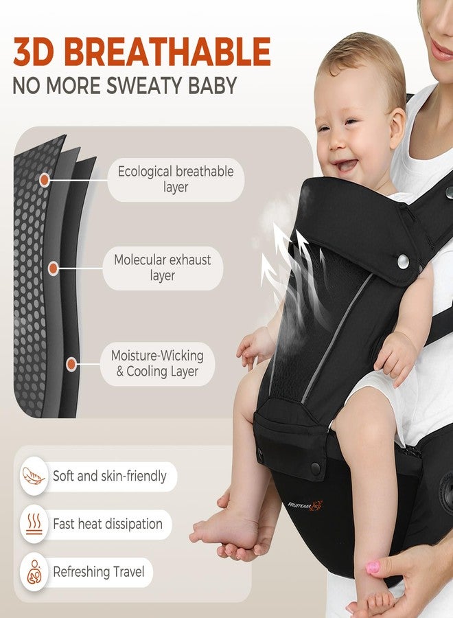 FRUITEAM Baby Carrier, Upgraded Adjustable Knob, 6-in-1 Baby Carrier Newborn to Toddler, Safety-Certified Baby Hip Seat Carrier, Perfect for Travelling Shopping Breastfeeding - Image 3