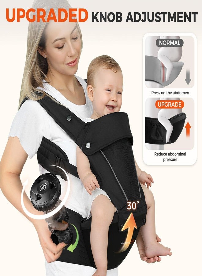 FRUITEAM Baby Carrier, Upgraded Adjustable Knob, 6-in-1 Baby Carrier Newborn to Toddler, Safety-Certified Baby Hip Seat Carrier, Perfect for Travelling Shopping Breastfeeding - Image 2