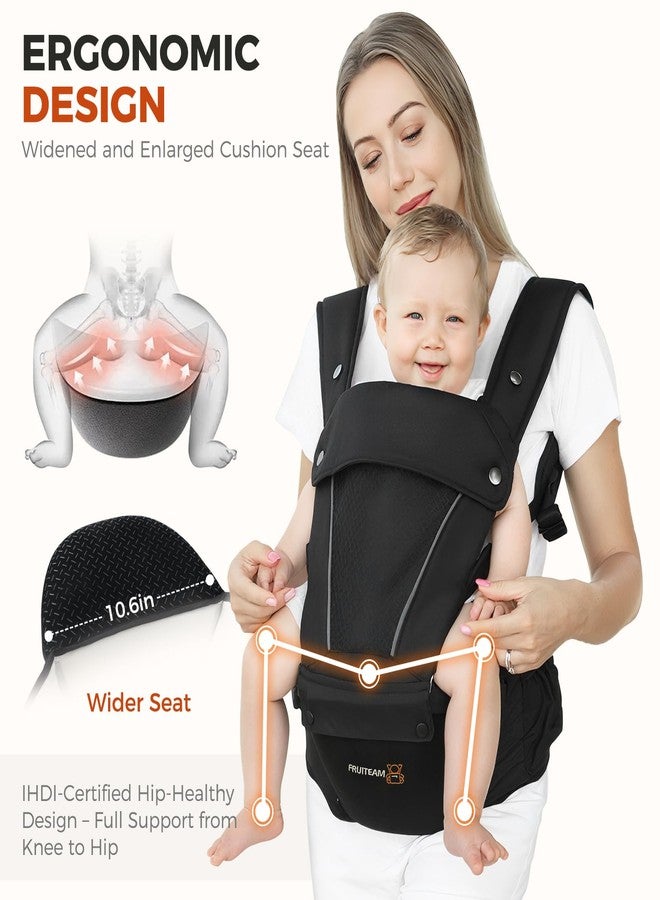 FRUITEAM Baby Carrier, Upgraded Adjustable Knob, 6-in-1 Baby Carrier Newborn to Toddler, Safety-Certified Baby Hip Seat Carrier, Perfect for Travelling Shopping Breastfeeding - Image 4