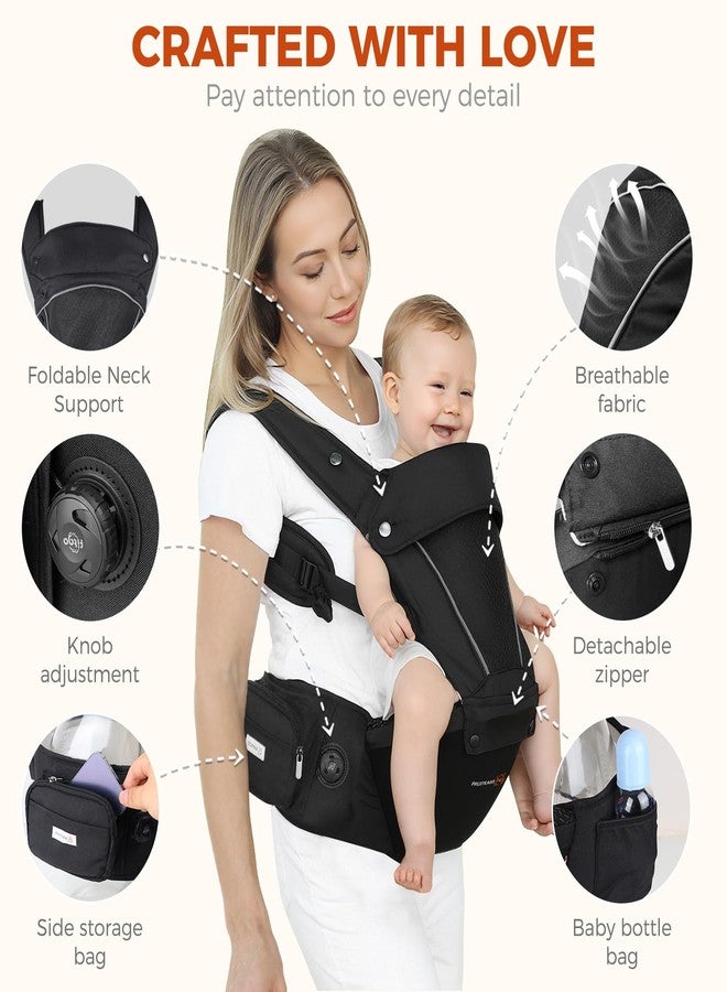 FRUITEAM Baby Carrier, Upgraded Adjustable Knob, 6-in-1 Baby Carrier Newborn to Toddler, Safety-Certified Baby Hip Seat Carrier, Perfect for Travelling Shopping Breastfeeding - Image 5