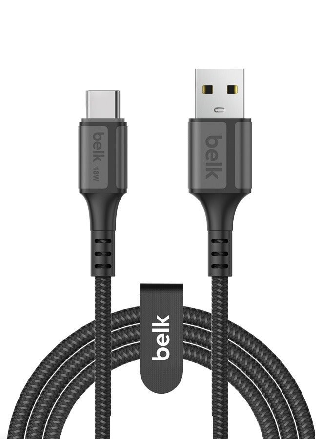 Belk USB Type A to Type C Fast Charging Cable, 30W, 120cm, Black - Image 1
