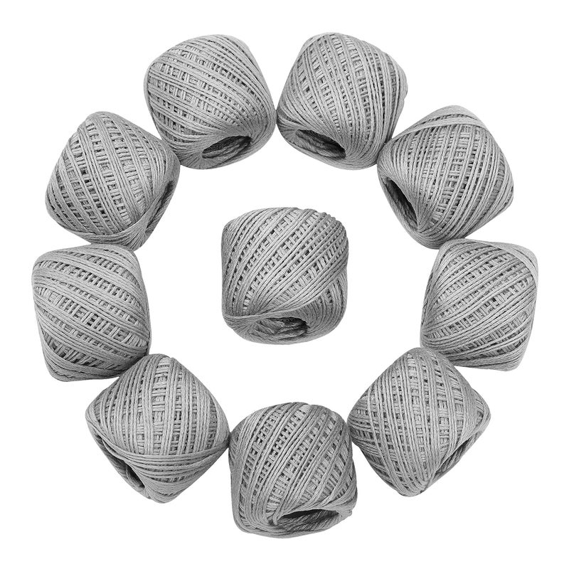 CORIOX Crochet Thread Set Of 10 Ball Crochet Cotton Thread Yarn For Knitting And Craft Making. Size 20 Gram 55 To 60 Mtr Approx (Grey). - Image 2