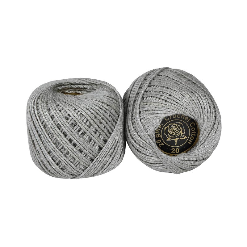 CORIOX Crochet Thread Set Of 10 Ball Crochet Cotton Thread Yarn For Knitting And Craft Making. Size 20 Gram 55 To 60 Mtr Approx (Grey). - Image 3