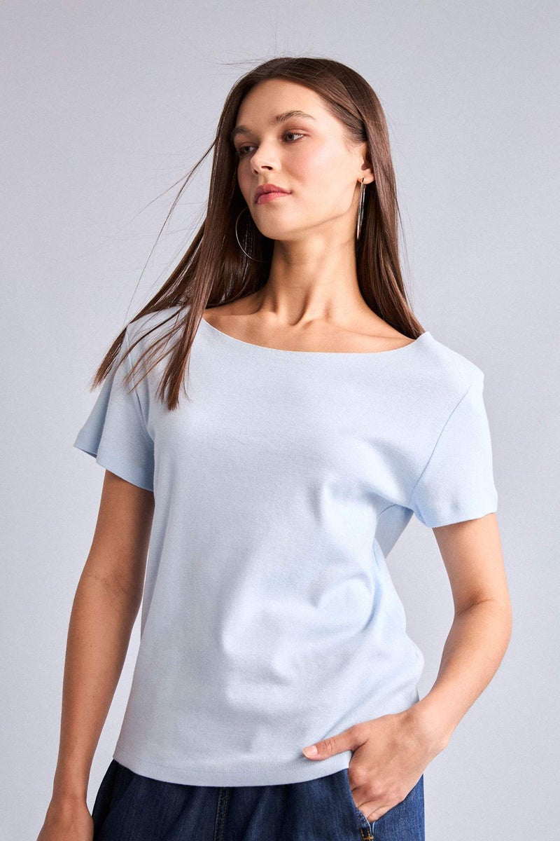 DeFacto Loose Fit Off Shoulder Ribana Short Sleeve T-Shirt - Image 3