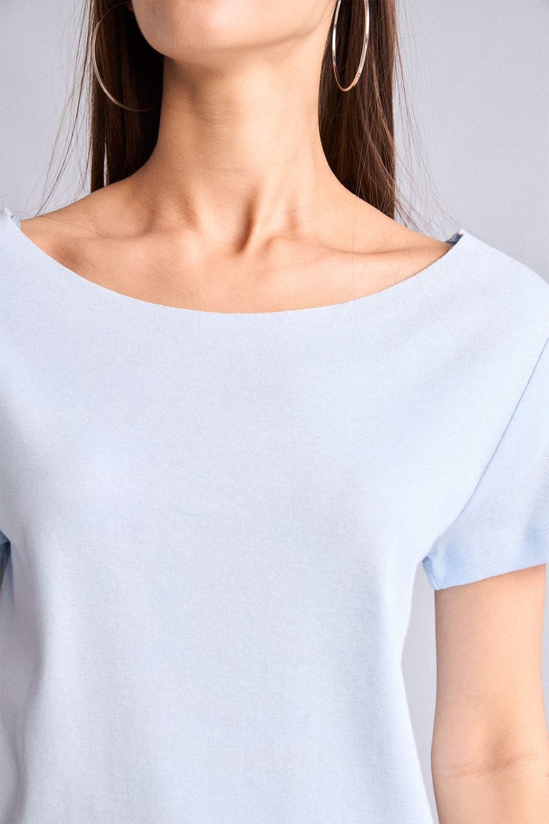 DeFacto Loose Fit Off Shoulder Ribana Short Sleeve T-Shirt - Image 4