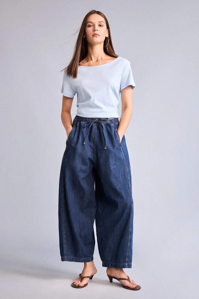 ديفاكتو Loose Fit Off Shoulder Ribana Short Sleeve T-Shirt