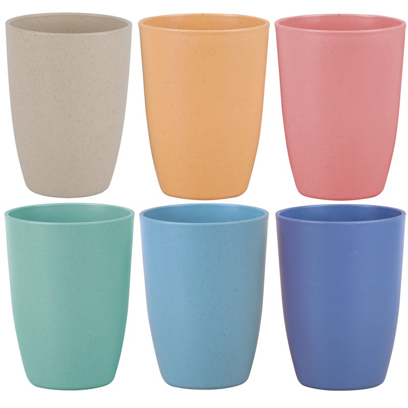 LuckyZone Wheat Straw Reusable Cup 12 oz  Unbreakable Drinking Glasses Sets  Dishwasher Safe Tumbler  Lightweight BPA Free and Eco friendly 6Pcs6Color