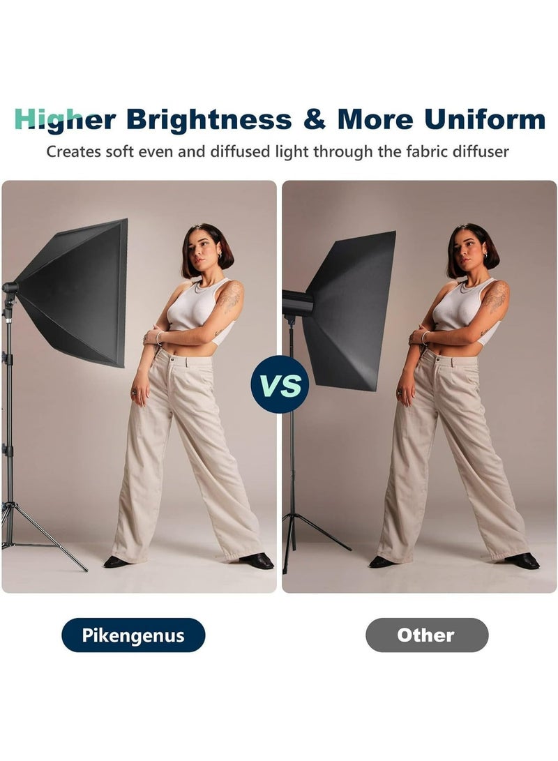 Pikengenus Softbox Lighting Kit, 24x24 inches Soft Box, 3000K-6000K Adjustable Color Temperature, Studio Lights for Photography/Recording/Live Streaming/Portraits Shooting - Image 2