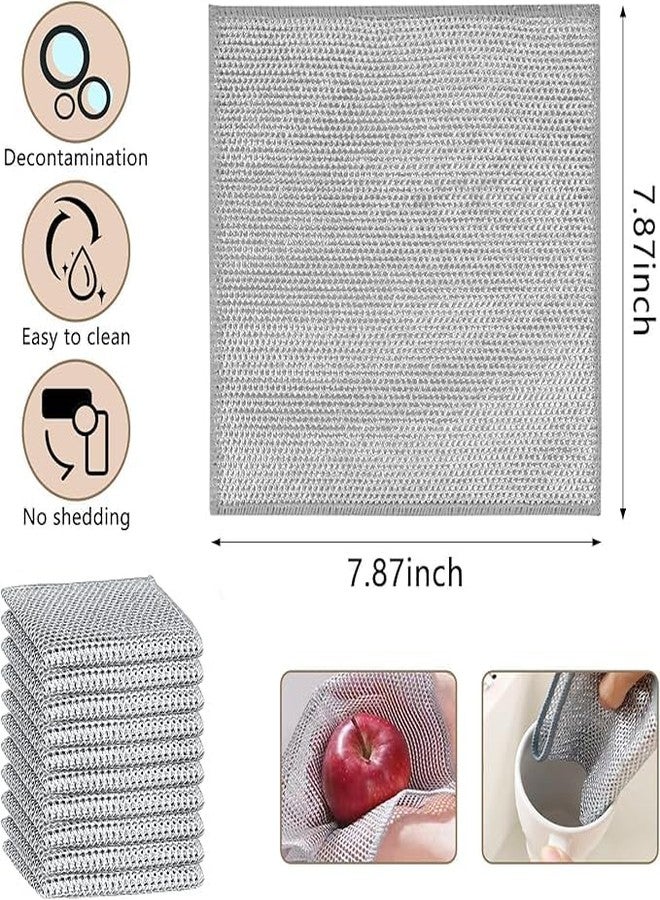 TRUSBEE Wire Dishwashing Rag for Wet and Dry,10 Pack Non-Scratch Wire Dishcloth,Multipurpose Cleaning Pads,Wire Miracle Cleaning Cloths,Mesh Cleaning Cloth for Metal Pot Kitchen Dishes - Image 2
