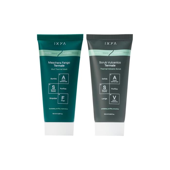 Deep Cleansing Facial Bundle Mud Thermal Mask + Volcanic Scrub with Hyperthermal Water, Clay & Lava Powder, Purifying Duo
