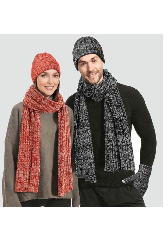 KASTWAVE Winter Beanie Hat Scarf Touchscreen Gloves Set, Hat Scarf Glove Set Women, Winter 3 in 1 Beanie Long Scarf and Touch Screen Gloves for Women Men Soft Warm for Winter Gift - Image 4