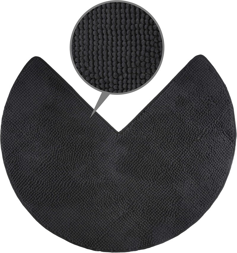 FLUFFY Bath Mat for Corner Showers, made of Chenille, with Non-Slip Bottom (Round | Inner Dimensions 45 x 45 cm, Anthracite) - Image 1