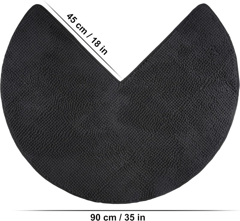 FLUFFY Bath Mat for Corner Showers, made of Chenille, with Non-Slip Bottom (Round | Inner Dimensions 45 x 45 cm, Anthracite) - Image 3