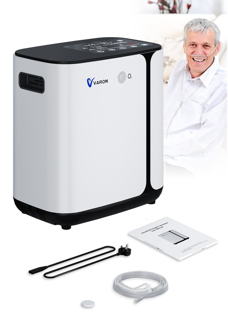 فارون جهاز تكثيف الأكسجين للاستخدام المنزلي، جهاز تكثيف الأكسجين، معدل تدفق قابل للتعديل من 1 لتر إلى 6 لترات، 4.2 كجم، جهاز تكثيف أكسجين محمول للاستخدام المنزلي - Image 1