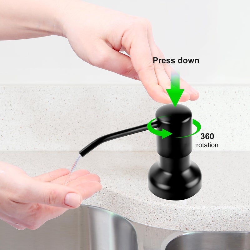 NVMTUUO Soap Dispenser For Kitchen Sink  Sink Soap Dispenser With Longer Threaded Shaft Shank  47"" Extension Tube Connects Directly To Dish Soap Container  Wider Pump Head Base (Black) - Image 2