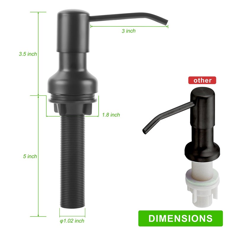NVMTUUO Soap Dispenser For Kitchen Sink  Sink Soap Dispenser With Longer Threaded Shaft Shank  47"" Extension Tube Connects Directly To Dish Soap Container  Wider Pump Head Base (Black) - Image 5