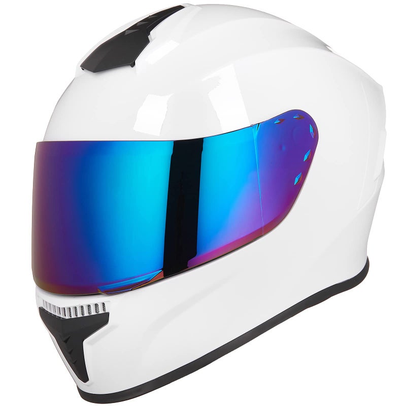 AUBOA Full Face Motorcycle Helmets for Adults Men and Women DOT Street Bike Racing Helmet with Tinted Visor Model MD813 White L - Image 2