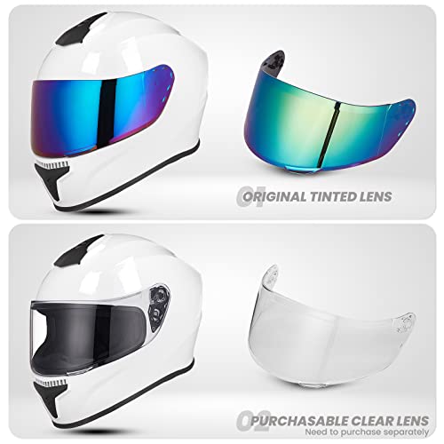 AUBOA Full Face Motorcycle Helmets for Adults Men and Women DOT Street Bike Racing Helmet with Tinted Visor Model MD813 White L - Image 5