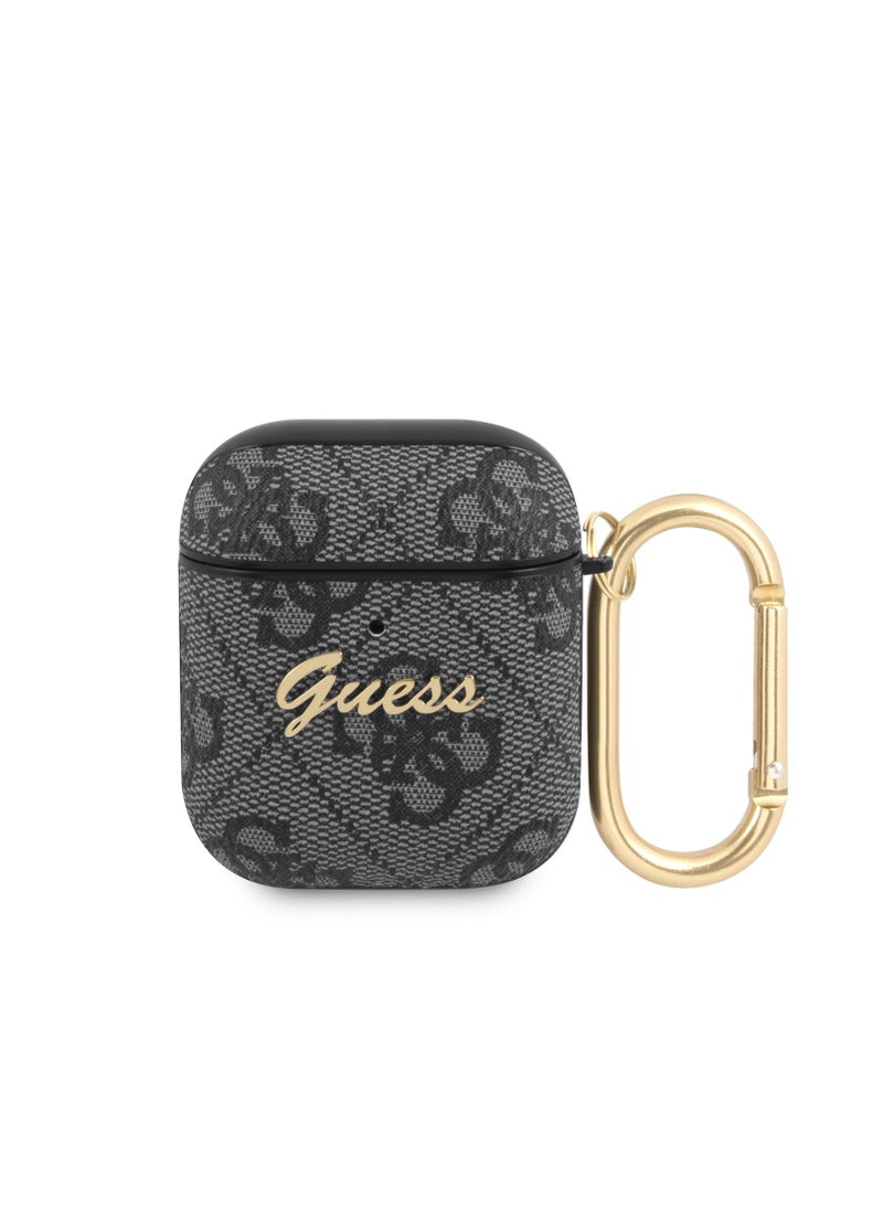 GUESS - Guess Airpods 1 & 2 PC PU 4G With Script Metal Logo, Scratch & Drop Resistant, 360 Protection, Easy to Install and Effectively Absorbs Shock - Gray - Image 1