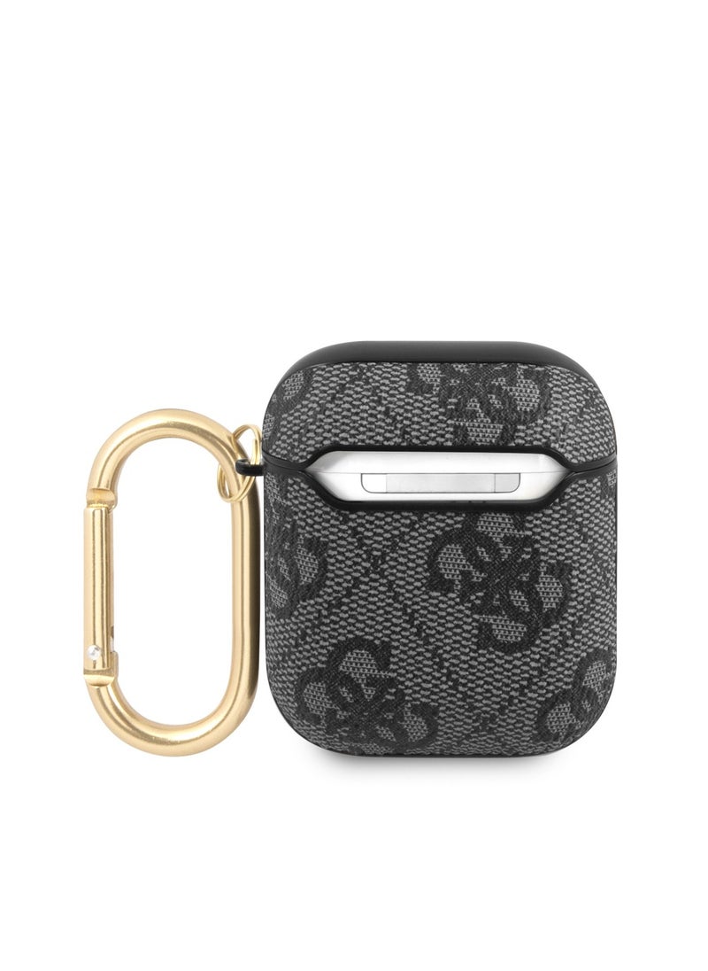 GUESS - Guess Airpods 1 & 2 PC PU 4G With Script Metal Logo, Scratch & Drop Resistant, 360 Protection, Easy to Install and Effectively Absorbs Shock - Gray - Image 1