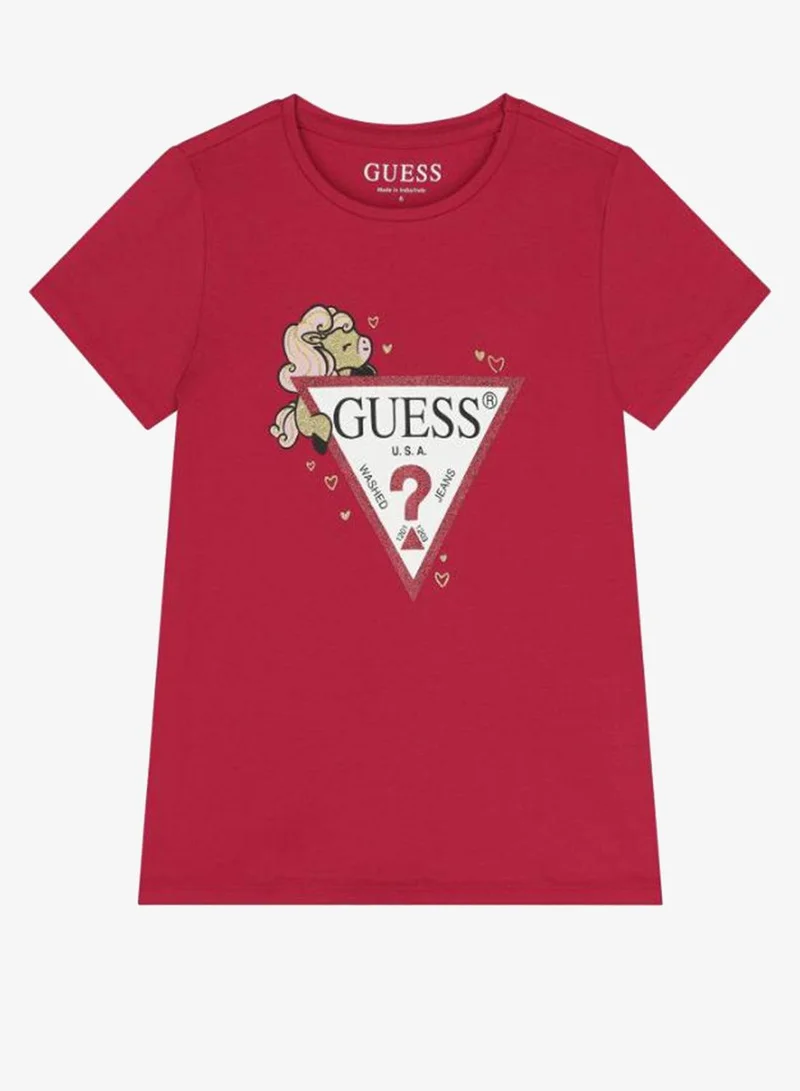 جس تيشيرت أطفال برقبة دائرية برسومات