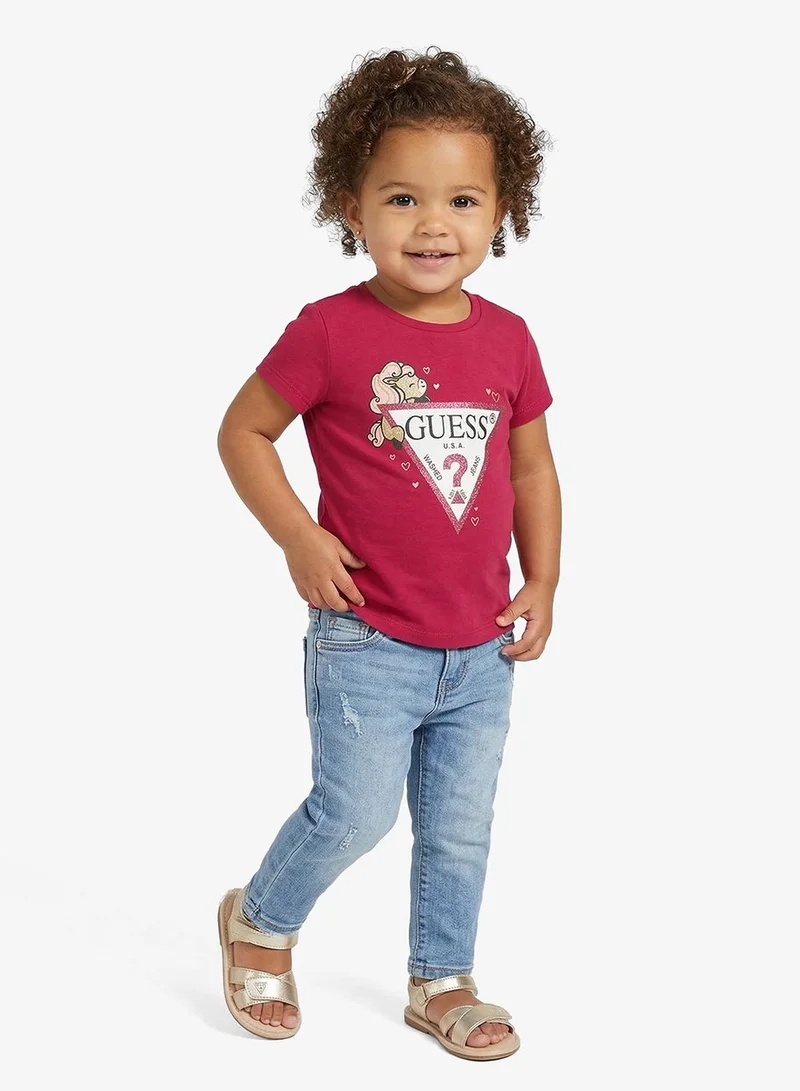 جس تيشيرت أطفال برقبة دائرية برسومات