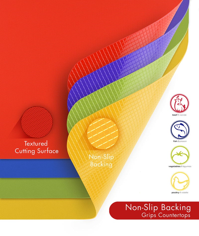Dexas Heavy Duty Grippmat Flexible Cutting Board Set of Four, 11.5 x 14 inches, Blue, Green, Yellow and Red,6554PK - Image 4