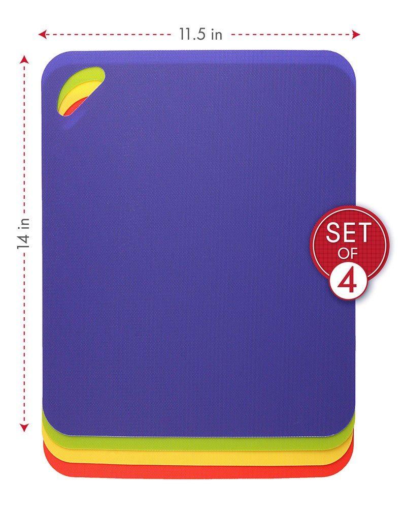 Dexas Heavy Duty Grippmat Flexible Cutting Board Set of Four, 11.5 x 14 inches, Blue, Green, Yellow and Red,6554PK - Image 3