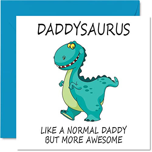 Stuff4 Birthday Cards for Daddy - Daddysaurus - Daddy Birthday Card from Daughter Son, Happy Birthday Daddy, Cute Dad Papa Dinosaur Birthday Card, 5.7 x 5.7 Inch Seasonal Dad Papa Papa Funny Greeting Cards - Image 1