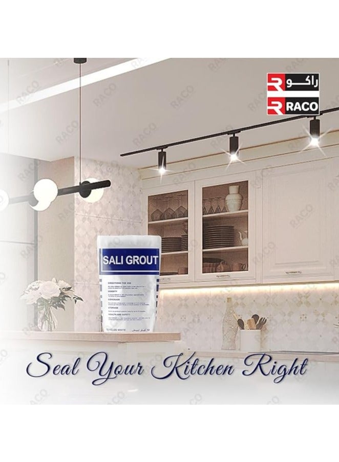 RACO RACO Sali Tile Glue 20kg | Waterproof Tile Grout for all Interior and Exterior Grouting Application. (White)  - Image 3