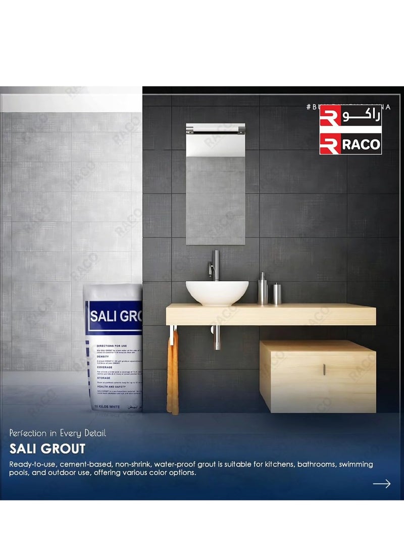 RACO RACO Sali Tile Glue 20kg | Waterproof Tile Grout for all Interior and Exterior Grouting Application. (White)  - Image 5