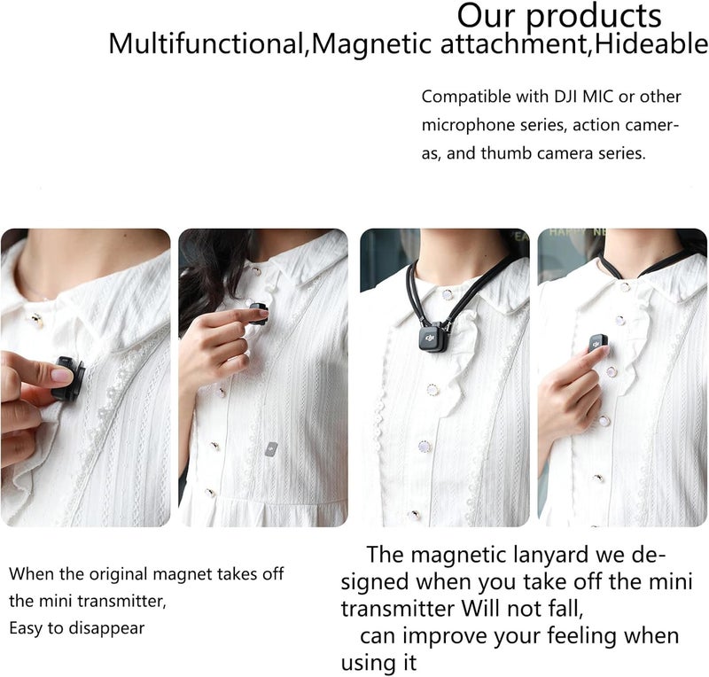 فراتيرنايز For DJI Mic Mini Clip Magnetic Mounting Accessories,Magnetic Neck Adjustable necklace lanyard - Image 3