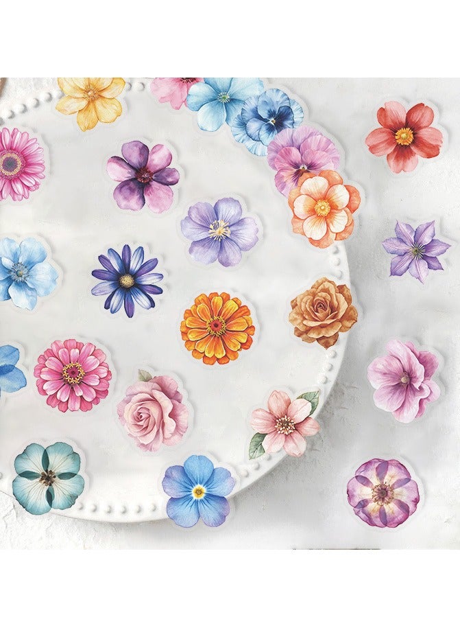 قوس قزح أورينبو 50 قطعة من ملصقات الزهور الشفافة، ملصقات طبيعية ملونة، ملصقات زخرفية مقاومة للماء لسجلات القصاصات والحرف اليدوية وألبومات المجلات ومخططات زجاجات المياه وحافظات الهواتف وأجهزة الكمبيوتر المحمولة - Image 3