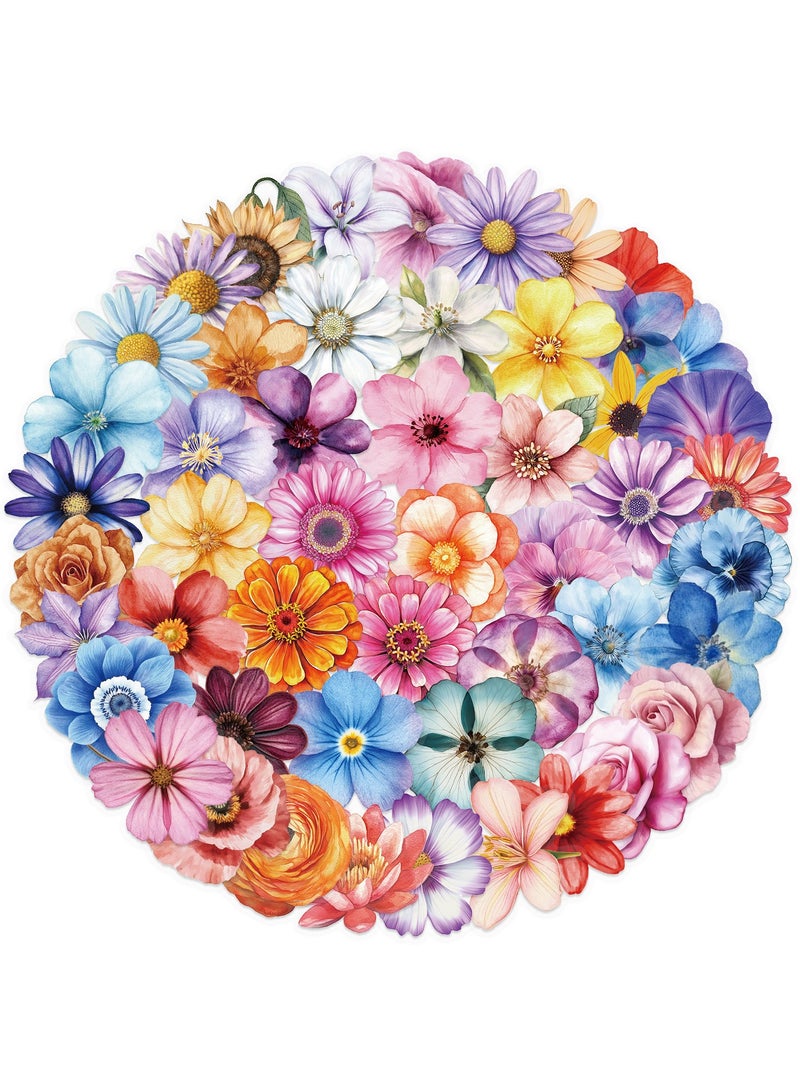 قوس قزح أورينبو 50 قطعة من ملصقات الزهور الشفافة، ملصقات طبيعية ملونة، ملصقات زخرفية مقاومة للماء لسجلات القصاصات والحرف اليدوية وألبومات المجلات ومخططات زجاجات المياه وحافظات الهواتف وأجهزة الكمبيوتر المحمولة - Image 1