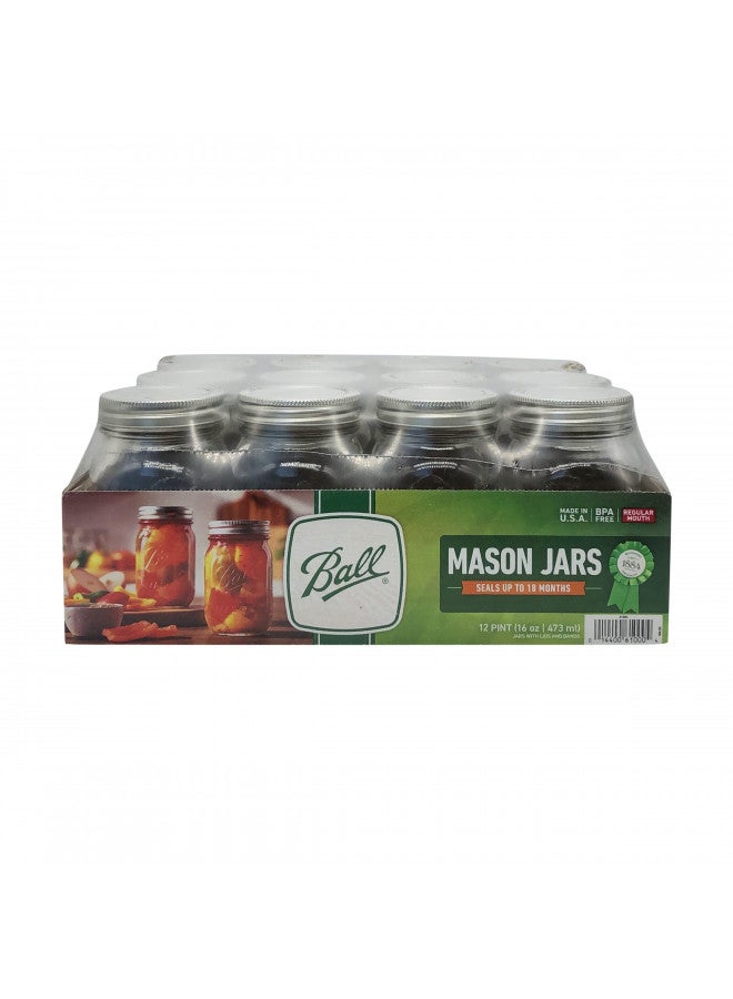 Ball Pint Jar, Regular Mouth, Set of 12, (16 oz) - Image 3