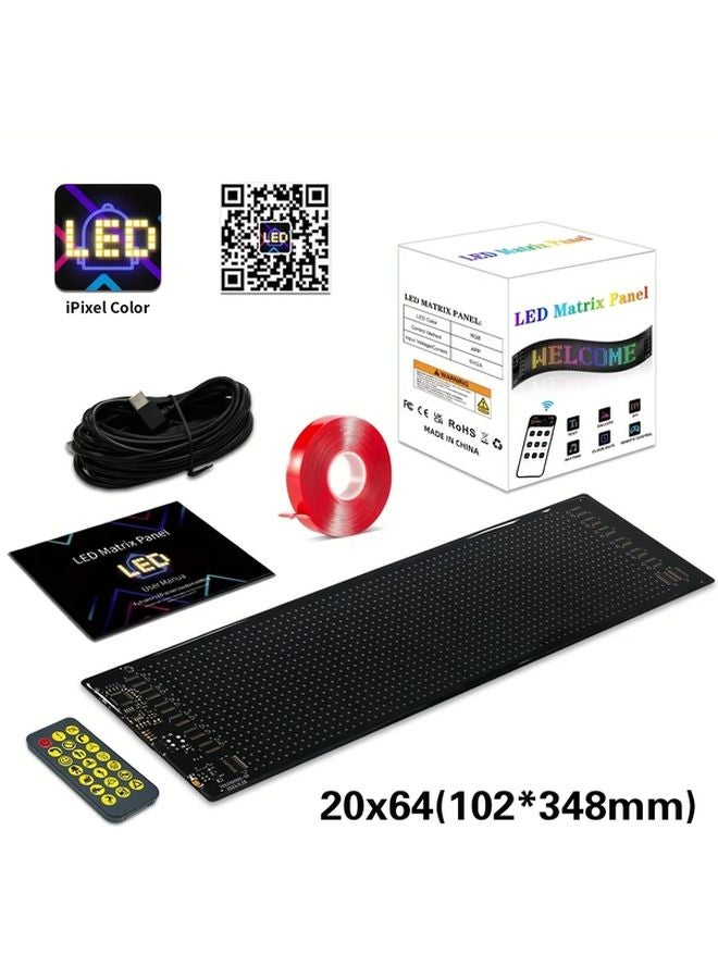 لافتة LED قابلة للتخصيص 20×64 تعمل بالطاقة عبر منفذ USB بدقة 240 بكسل للسيارات وسيارات الأجرة والحافلات - Image 1